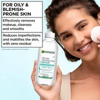 Garnier Micellar Salicylic Cleansing Water bottle, for oily and blemish-prone skin.