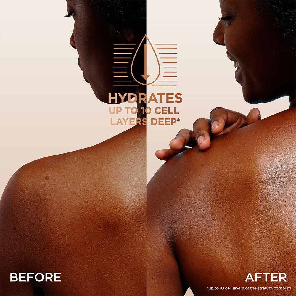 Garnier Ceramide Nourishing Body Butter Hydrates Before After