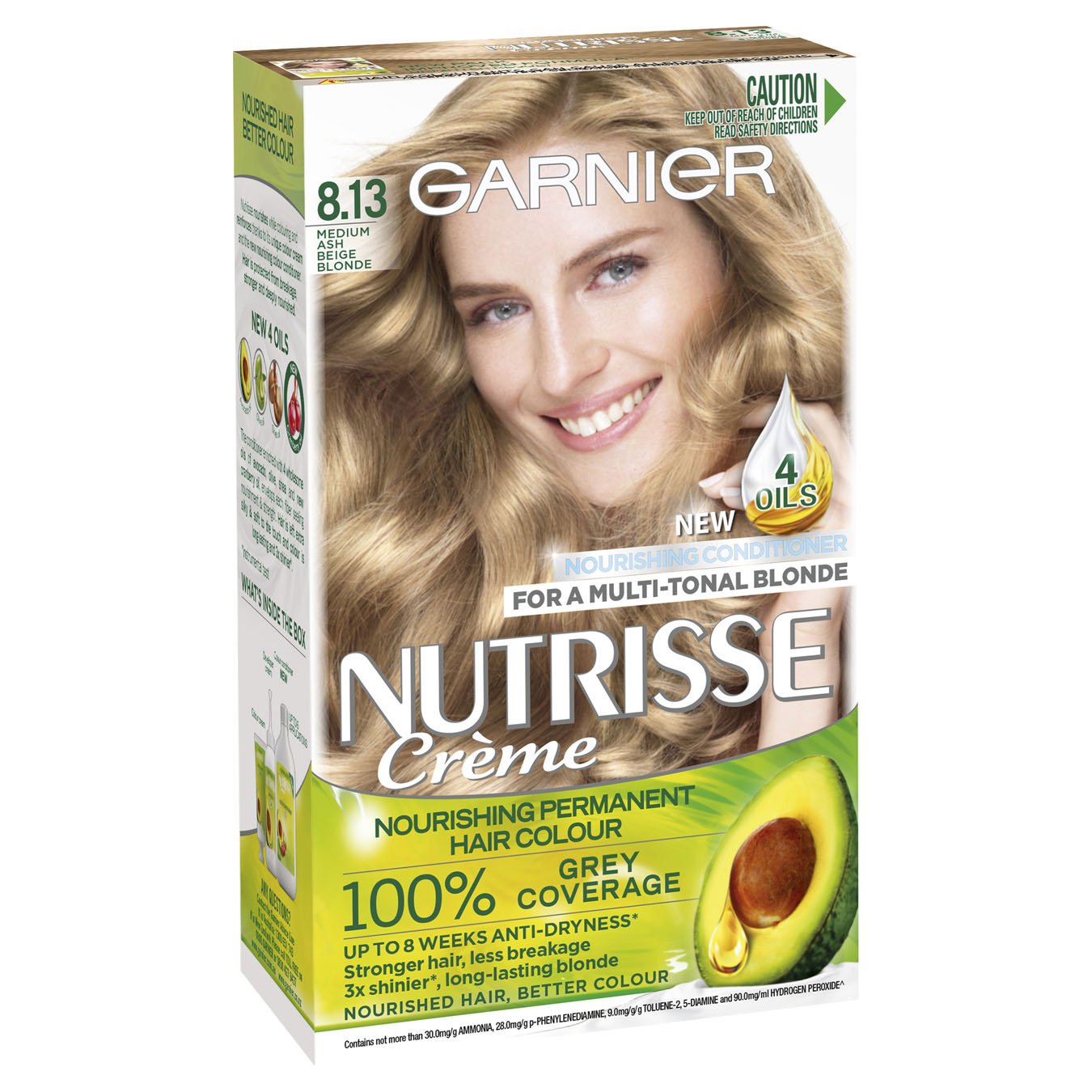 Nutrisse Permanent Hair Colour 8 13 Medium Ash Blonde Garnier