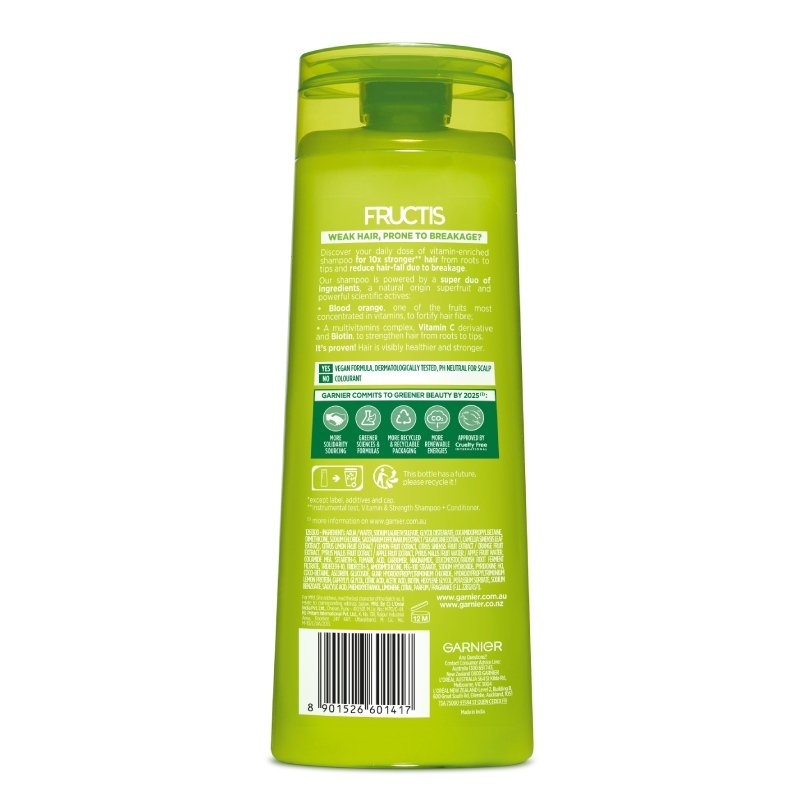 Fructis Vitamin & Strength Shampoo Back of Pack