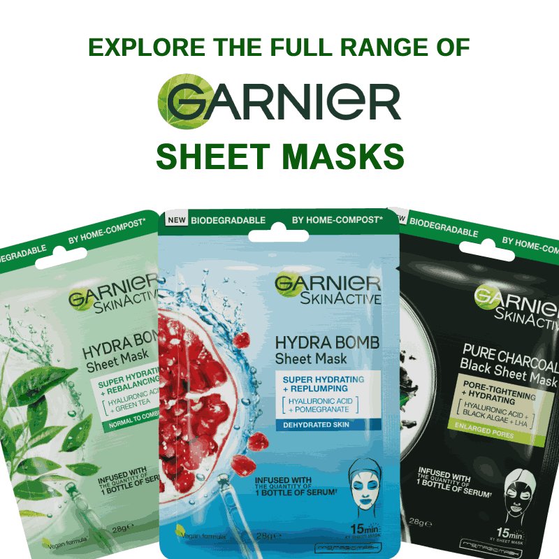 Explore the full range of Garnier sheet masks