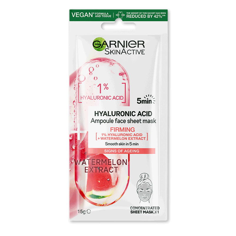 Garnier Hyaluronic Acid Firming Ampoule Face Sheet Mask, Watermelon Extract