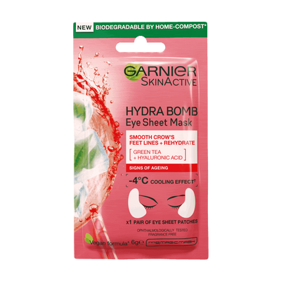 Garnier Hydra Bomb Hyaluronic Acid + Green Tea Anti Ageing Eye Sheet Mask