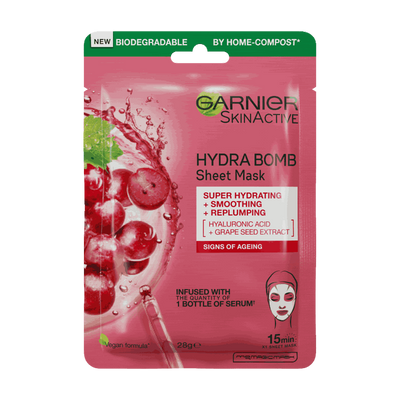 Garnier Hydra Bomb Hyaluronic Acid + Grape Seed Anti Ageing Sheet Mask
