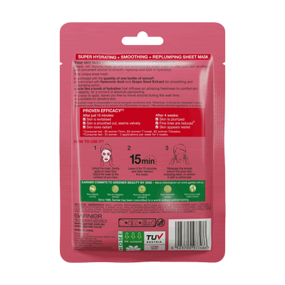 Garnier Hydra Bomb Hyaluronic Acid + Grape Seed Anti Ageing Sheet Mask