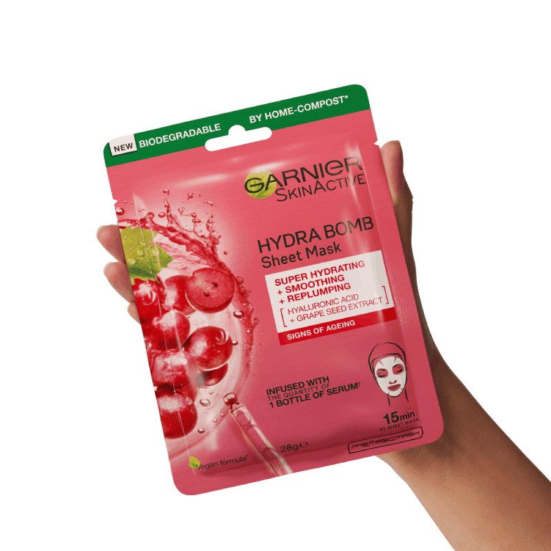 Garnier Hydra Bomb Hyaluronic Acid + Grape Seed Anti Ageing Sheet Mask