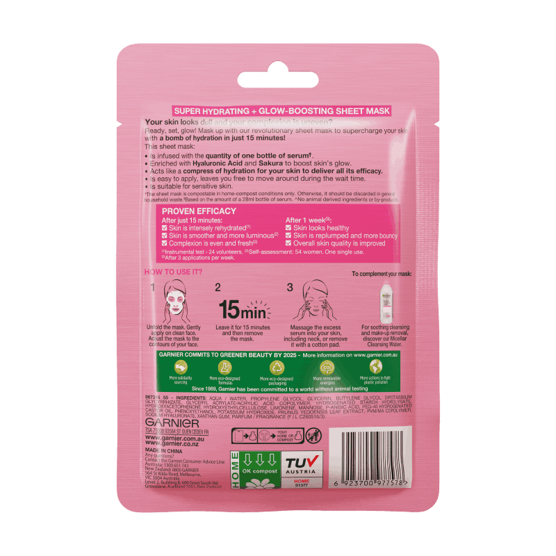 Garnier Hydra Bomb Hyaluronic Acid + Sakura Sheet Mask