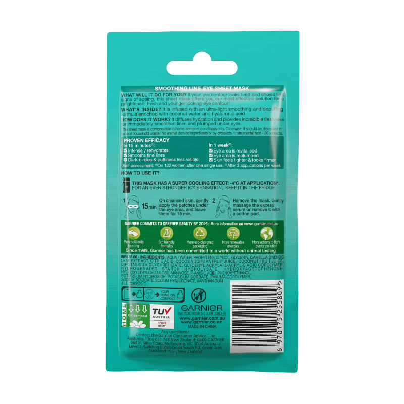 Garnier Hydra Bomb Hyaluronic Acid + Coconut Water Eye Sheet Mask