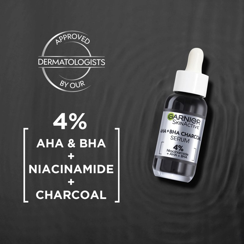 AHA BHA Anti Blemish Serum 4% Niacinamide and Charcoal